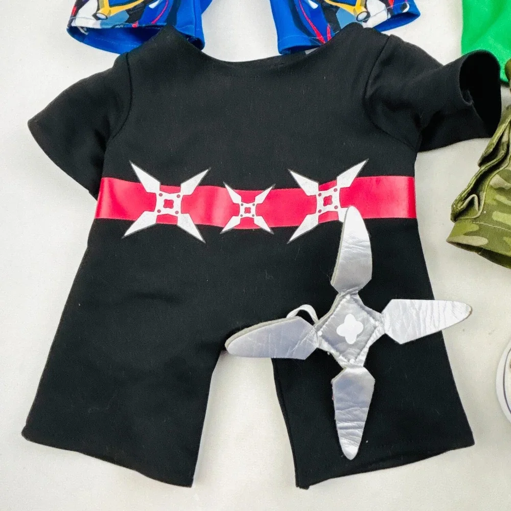 Build A Bear Clothing Lot Hooded Dino Tee Camo Shorts Sneakers Ninja Transformer